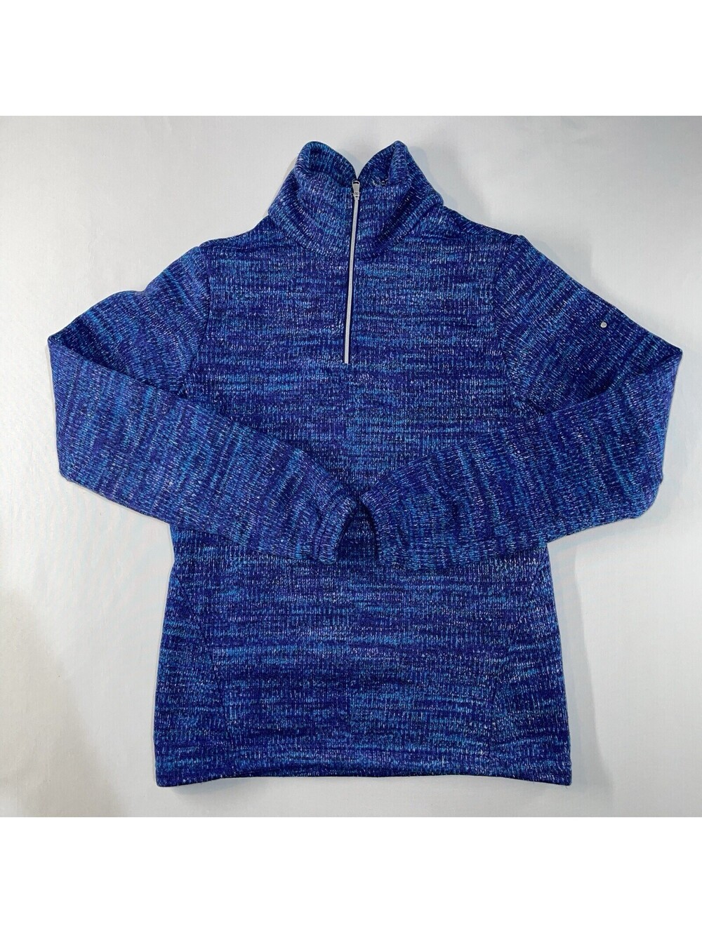 Spyder Womens Core Sweater Jacket Medium 1/4 Zip Blue Fleece Mock Neck Tres Chic